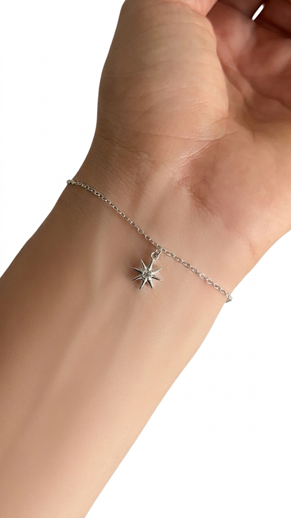 Pulsera Dijes Estrella 8 Puntas 20cm - Plata 925
