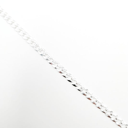 Cadena Tejido Cubana Diamantada Plata 925
