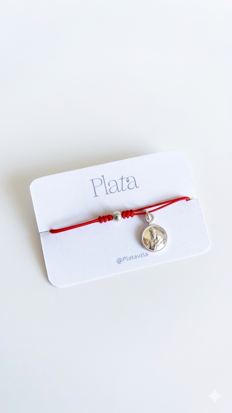 Pulseras Ajustables con Medallas Religiosas Plata 925