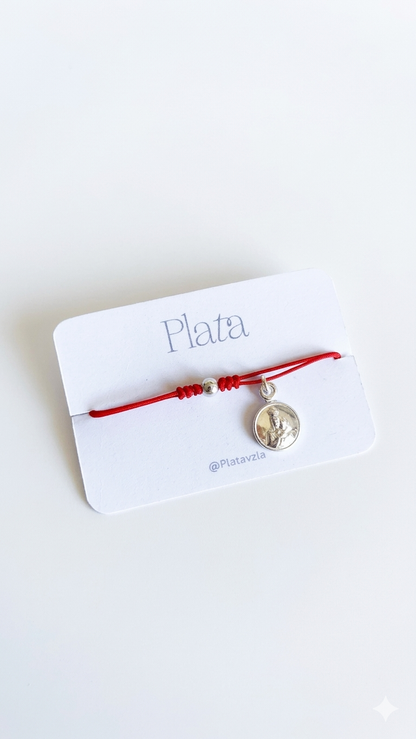 Pulseras Ajustables con Medallas Religiosas Plata 925