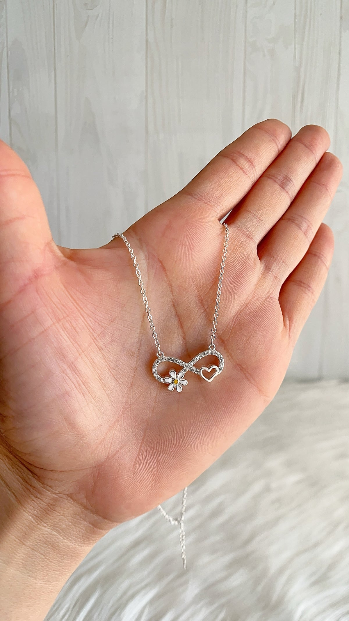 Gargantilla Infinito y Margarita 45cm Ajustable - Plata 925