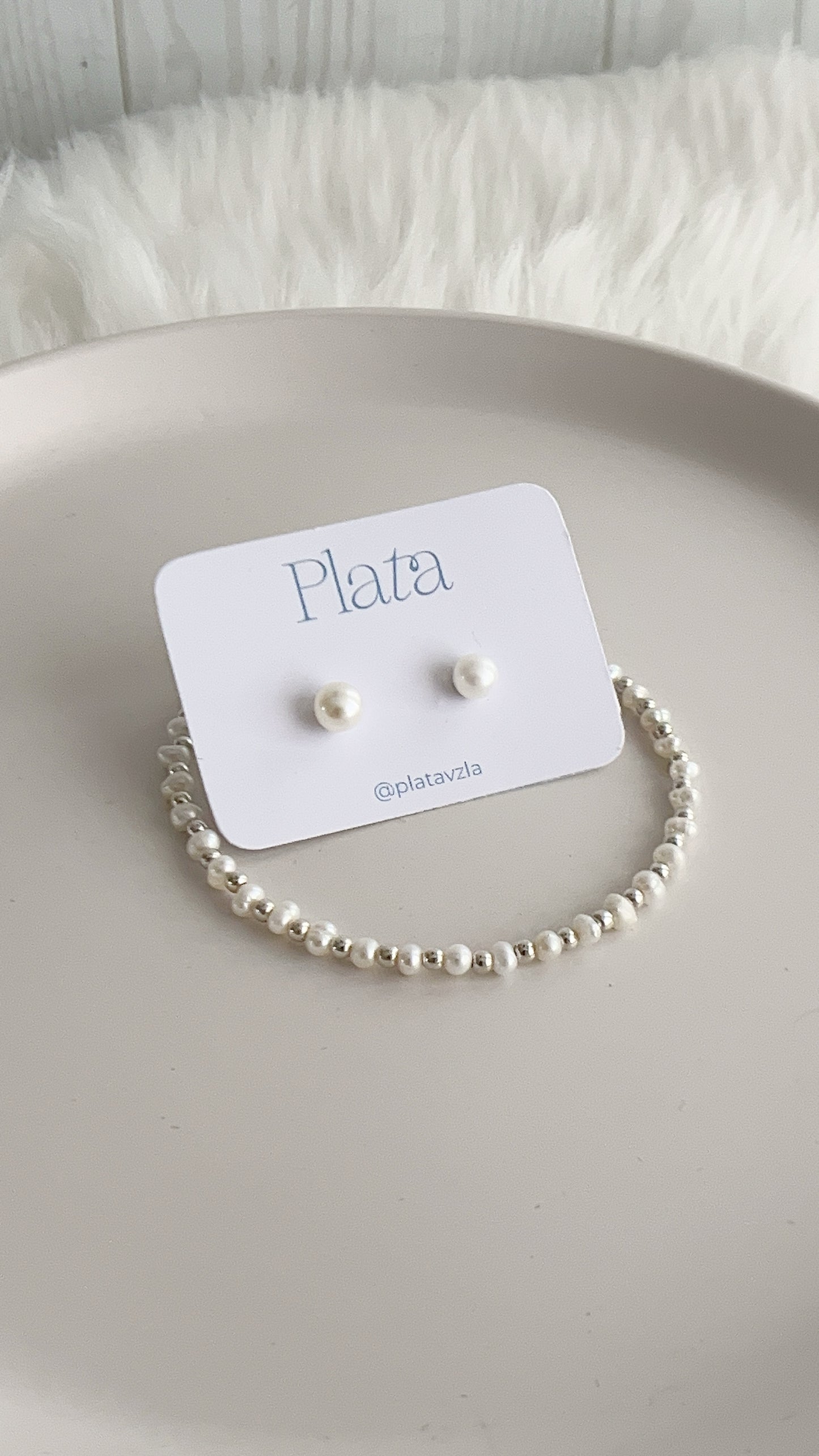 Set Pulsera y Zarcillos de Perlas - Plata 925