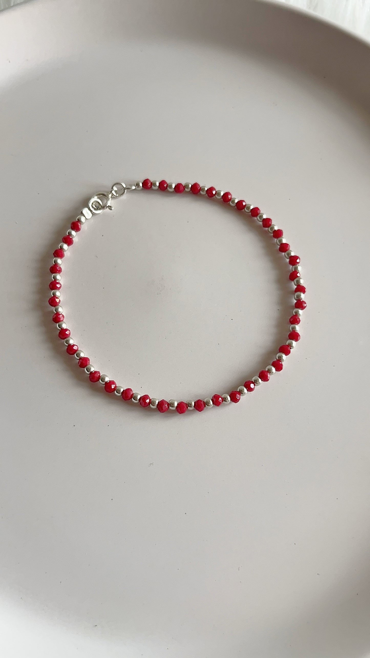 Pulsera Cristal y Balines - Plata 925