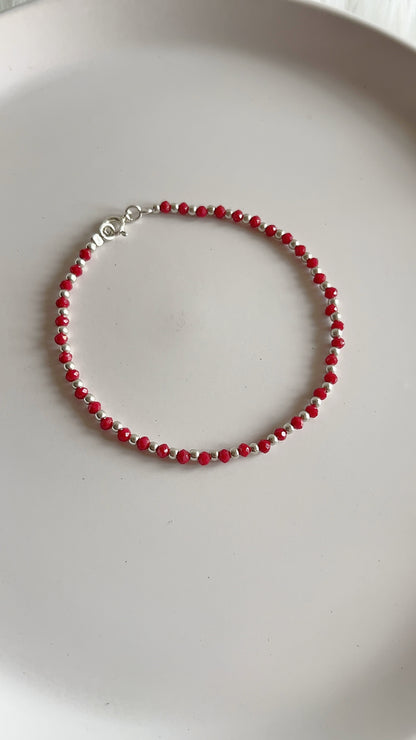 Pulsera Cristal y Balines - Plata 925