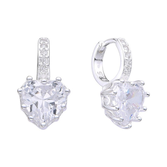 Argollas Cristales con Corazón 0,9cm Plata 925