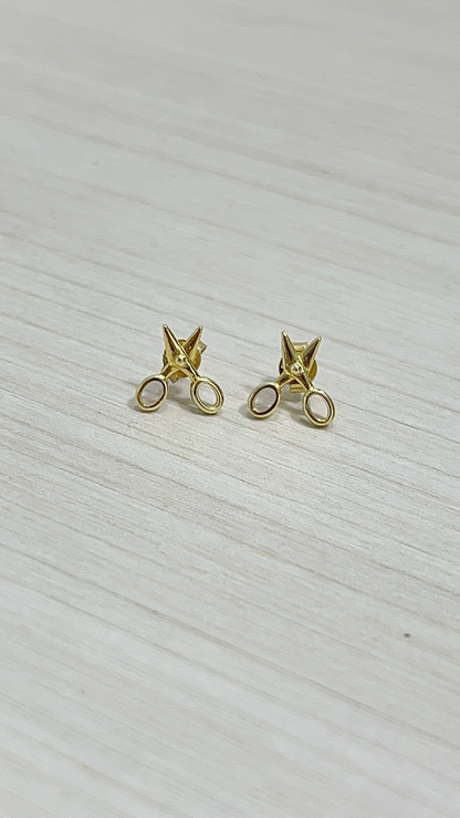 Zarcillos Tijeras Plata 925 con Baño de Oro