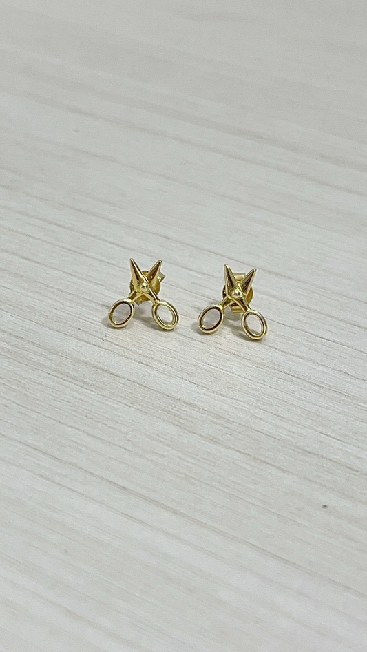 Zarcillos Tijeras Plata 925 con Baño de Oro