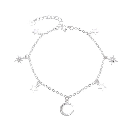 Pulsera Luna y Estrellas 20cm - Plata 925