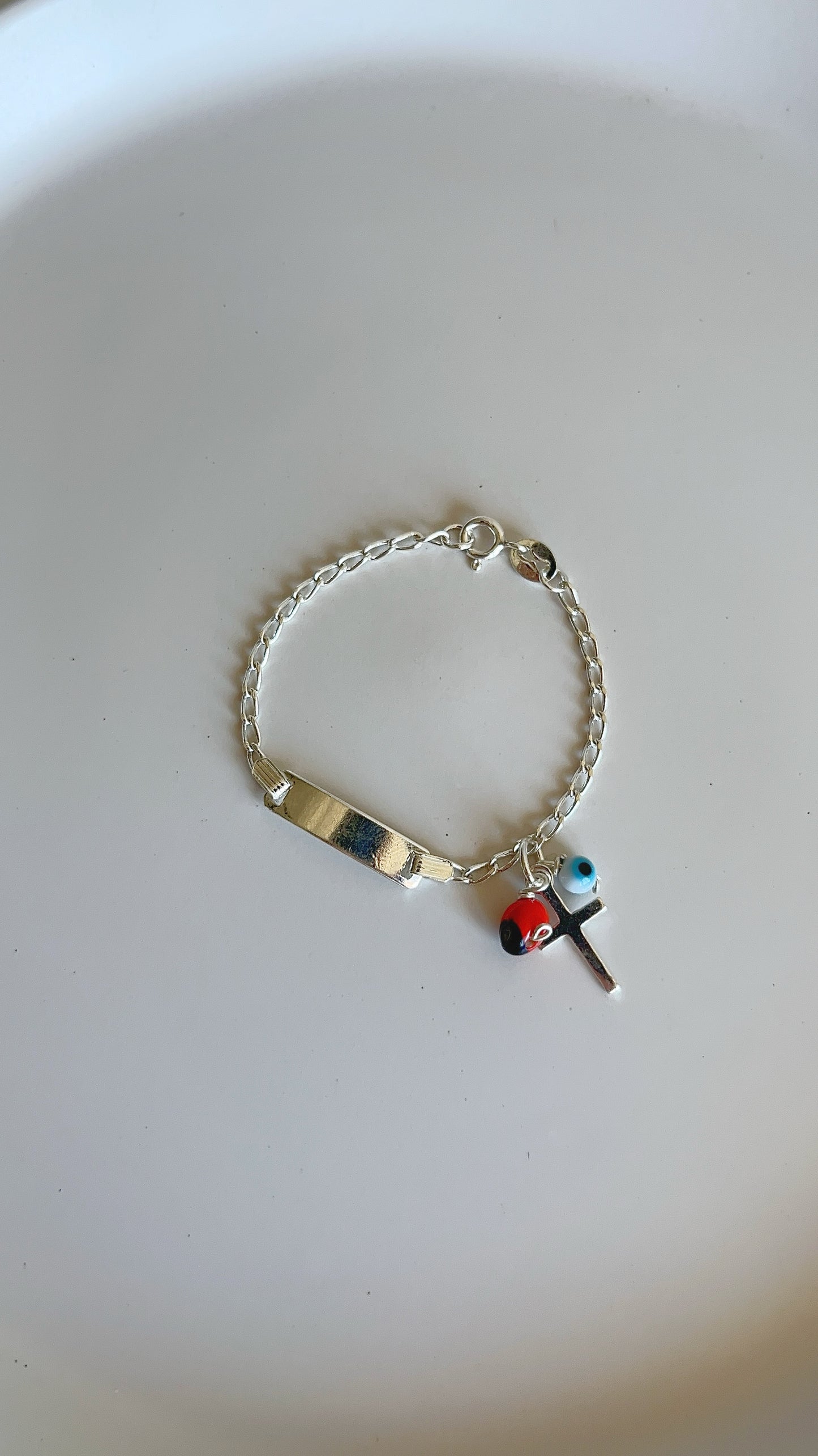 Esclava con Dijes Pionia, Ojo y Cruz - Plata 925
