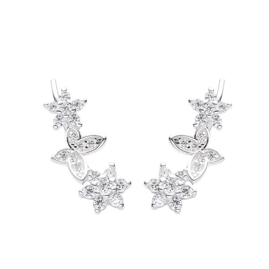 Trepadores Flores y Mariposa Plata 925