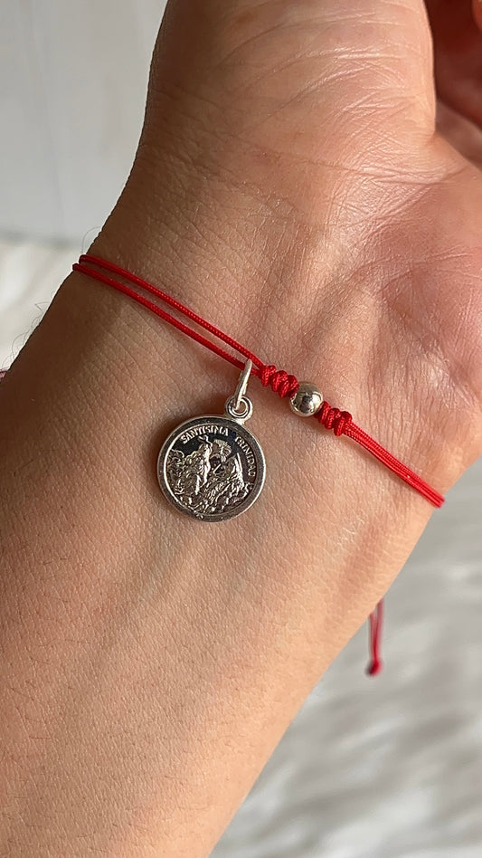 Pulseras Hilo Ajustables con Santísima Trinidad 1,2cm Plata 925