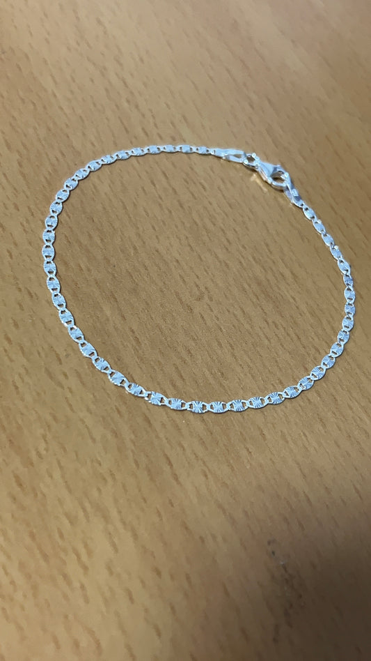 Pulsera Tejido Valentino Rayado 19cm 2mm Plata 925