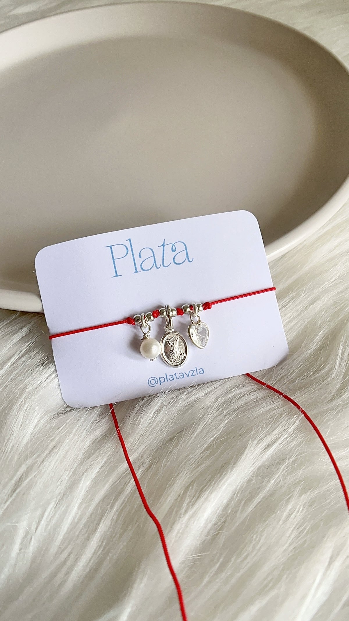 Pulsera Ajustable Perla, San Miguel y Corazon - Plata 925
