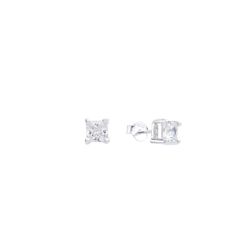 Zarcillos Cristal Cuadrado 3mm Plata 925