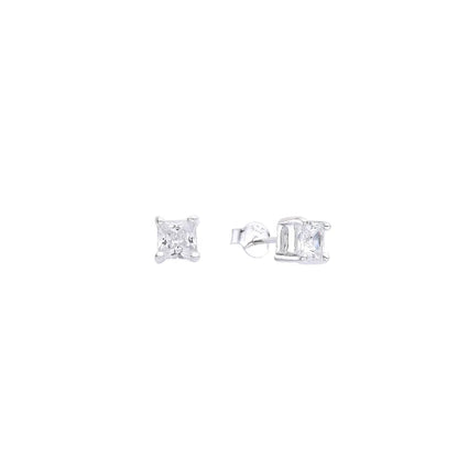 Zarcillos Cristal Cuadrado 3mm Plata 925