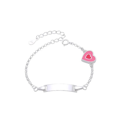 Esclava Corazón Rosado 15cm Ajustable - Plata 925