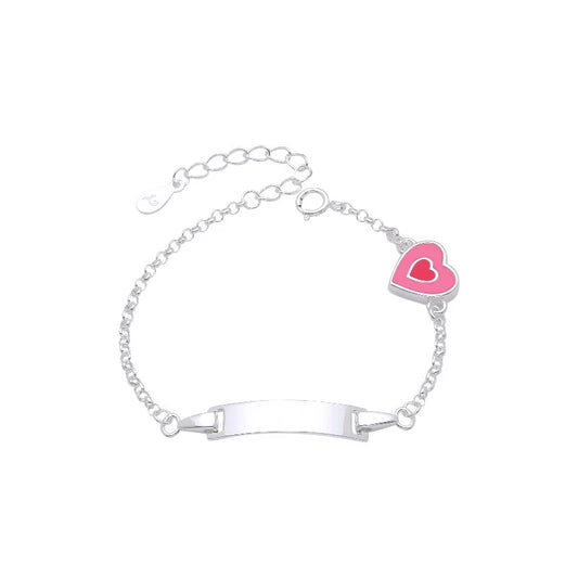 Esclava Corazón Rosado 15cm Ajustable - Plata 925
