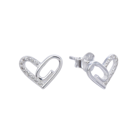 Zarcillos Corazones Clips Plata 925