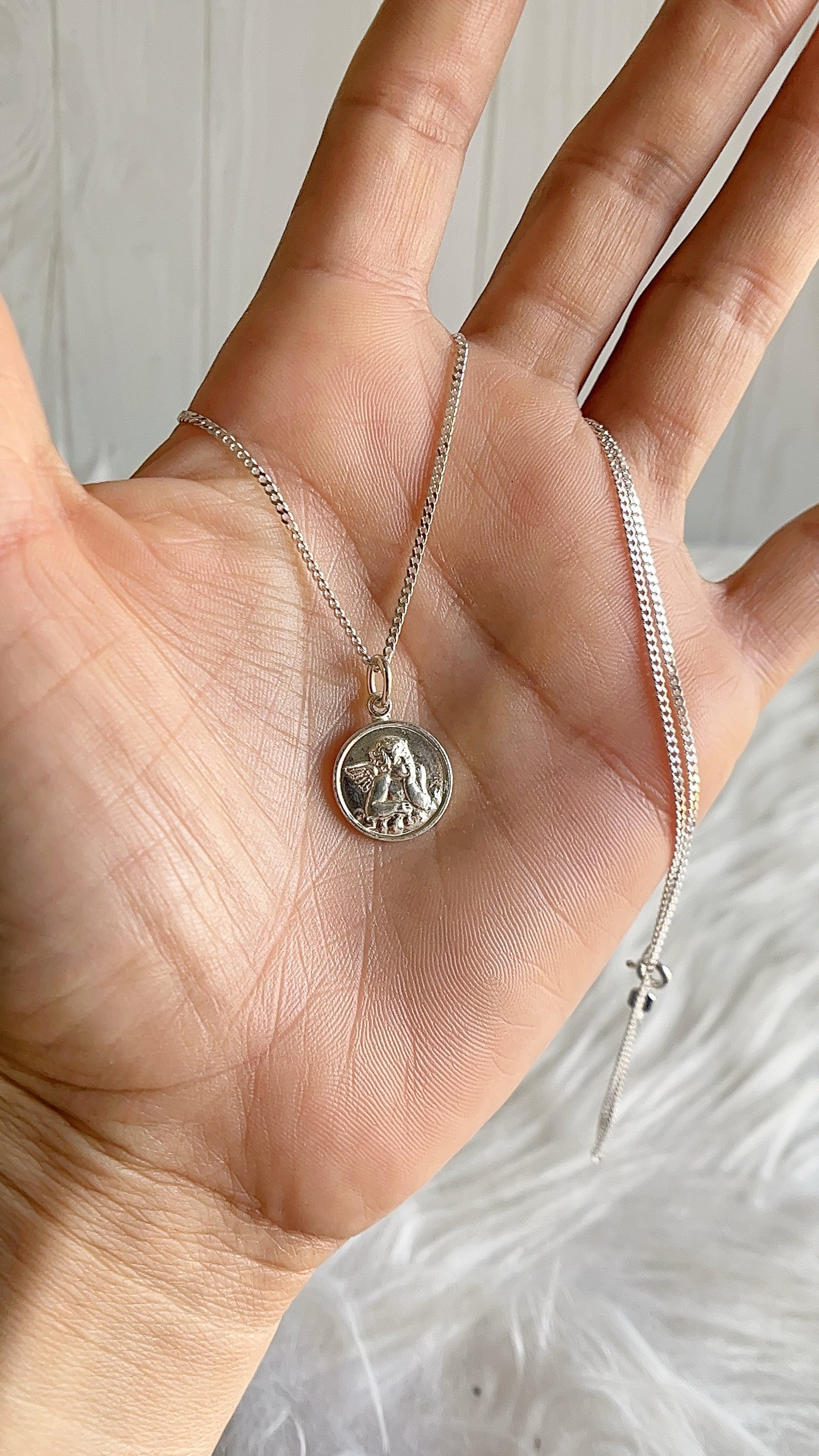 Cadena 40cm y 45cm con Angelito - Plata 925