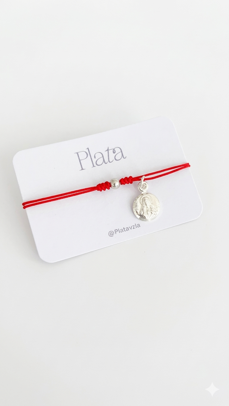 Pulseras Ajustables con Medallas Religiosas Plata 925