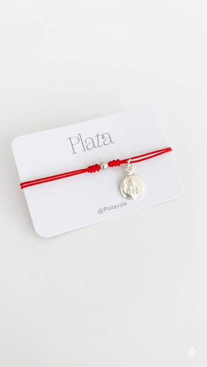 Pulseras Ajustables con Medallas Religiosas Plata 925