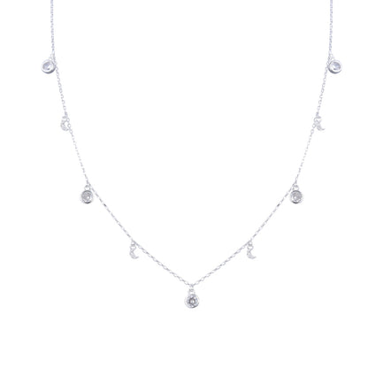 Choker Dijes Lunas y Punto de Luz 40cm Ajustable - Plata 925