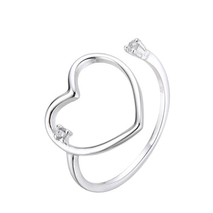 Anillo Sirueta Corazón con Cristal Ajustable Plata 925