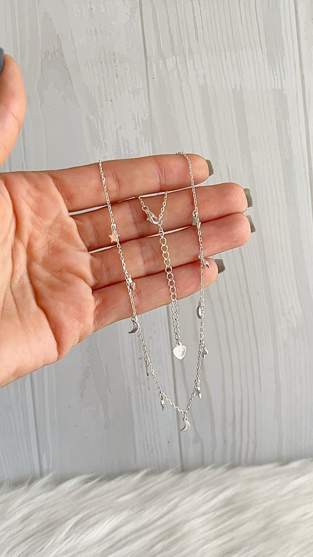 Choker Estrellas, Luna, Rayos 40cm Ajustable - Plata 925