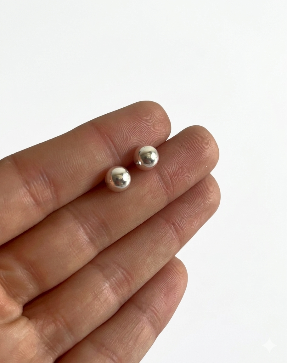 Zarcillos Media Bola 7mm - Plata 925