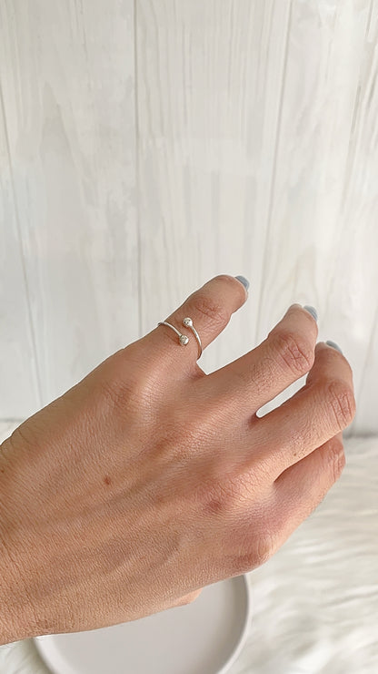 Anillo Bolas Ajustable - Plata 925