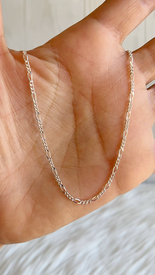 Cadena Tejido Fígaro 3x1 Delgada Plata 925