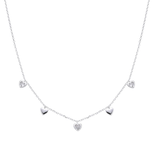 Choker Corazones Colgando 40cm Plata 925