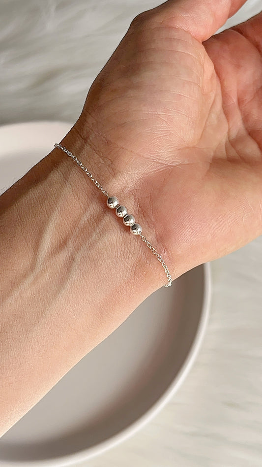 Pulsera Bolas 20cm Ajustable - Plata 925