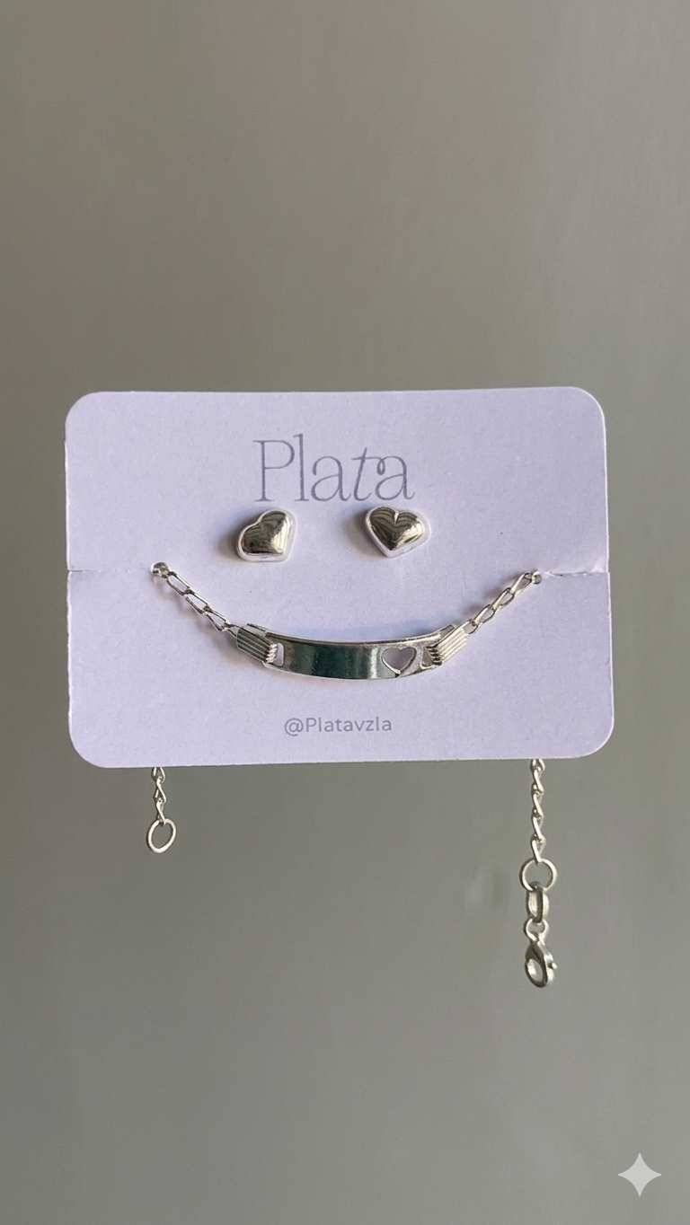 Set Zarcillos + Esclava 12,8cm - Plata 925