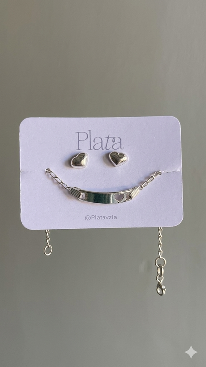 Set Zarcillos + Esclava 12,8cm - Plata 925