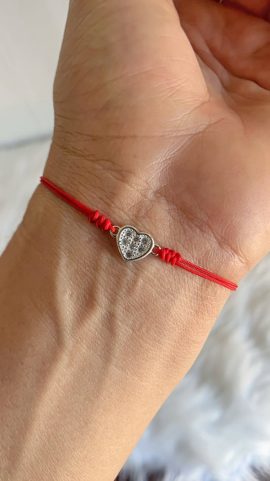 Pulsera Hilo Corazon - Plata 925