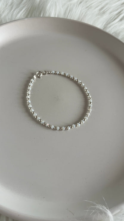 Pulsera Cristal y Balines - Plata 925