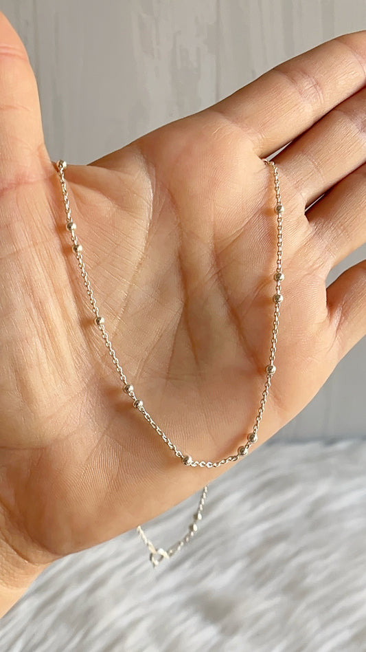 Cadena 45cm  Forzatina con Bolitas Lisas 2.5mm - Plata 925
