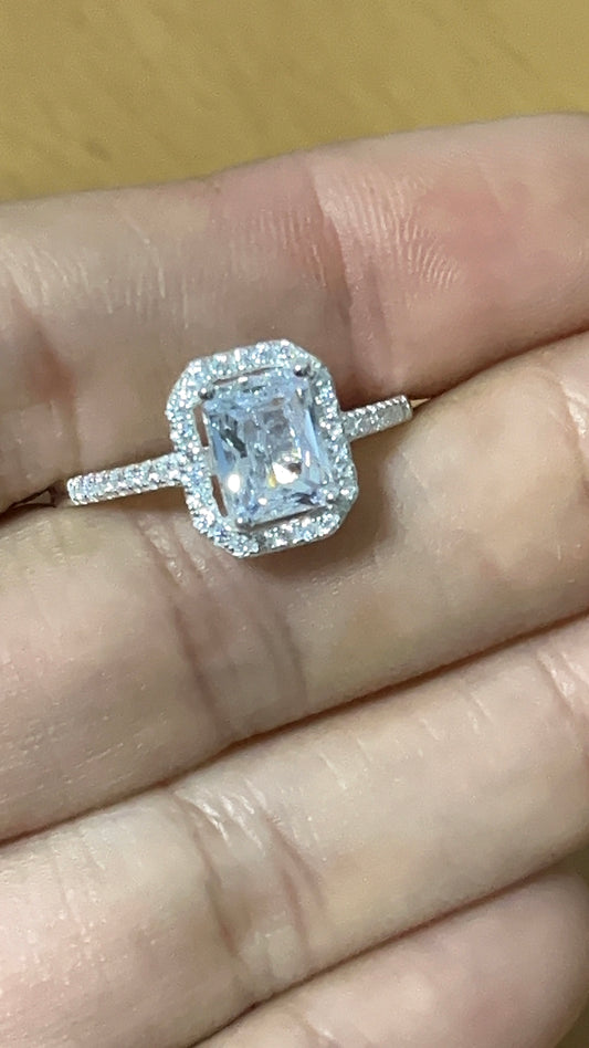 Anillo Cristal Cuadrado Plata 925