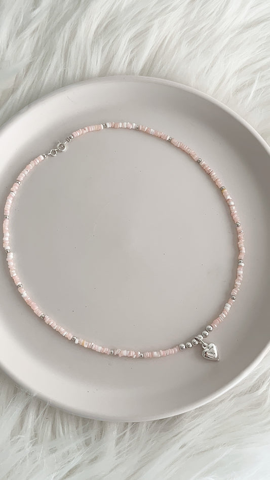 Gargantilla Piedra Pucca Dije Corazón + Balines 2.5mm - 42cm - Plata 925