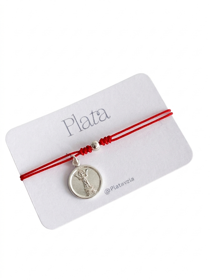 Pulseras Ajustables con Medallas Religiosas Plata 925