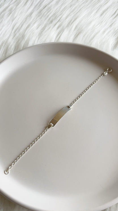 Esclava Placa Cuadrada tejido Grumet 17cm - Plata 925