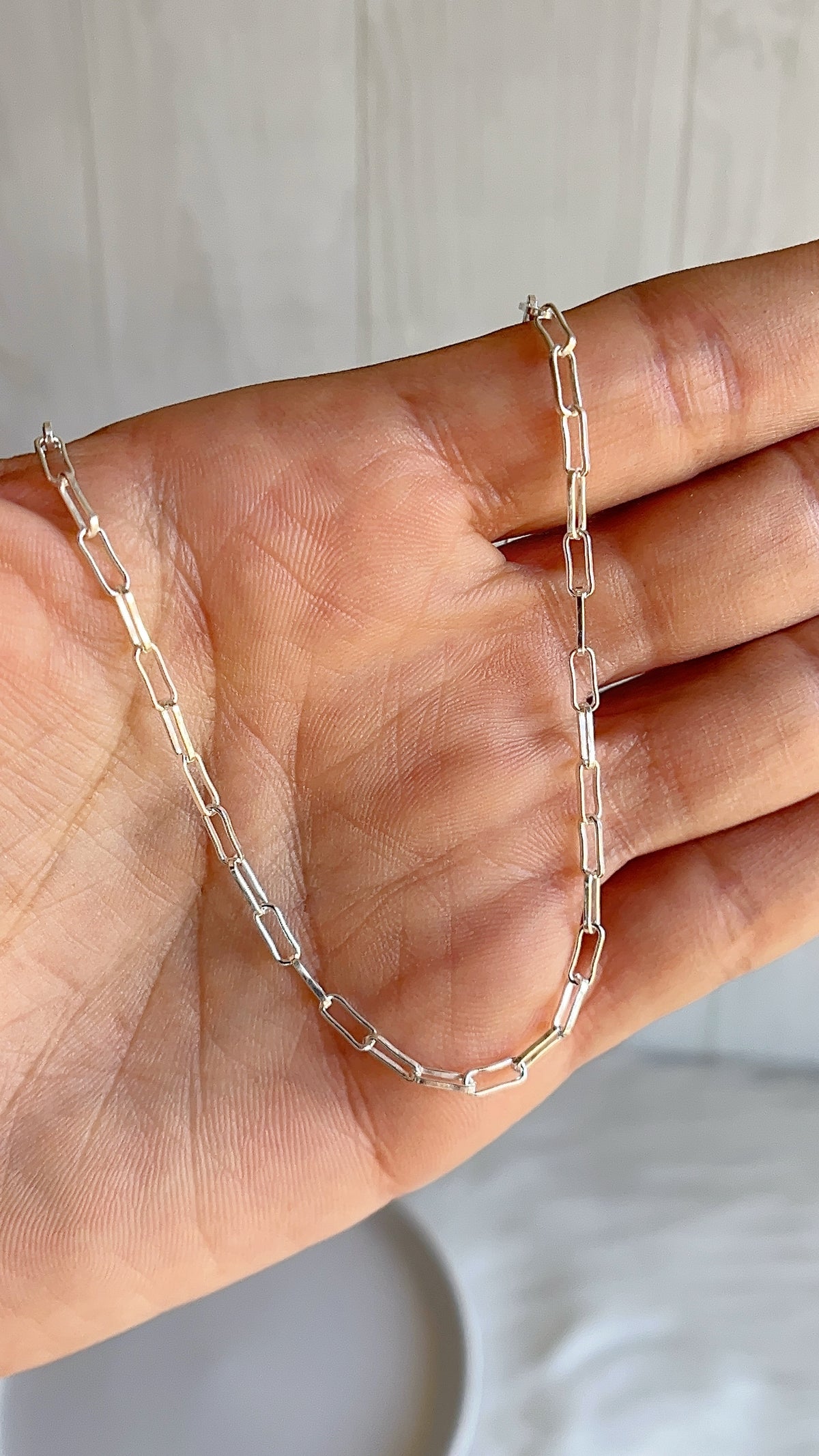 Gargantilla Tejido Paper Clip 40cm  - Plata 925