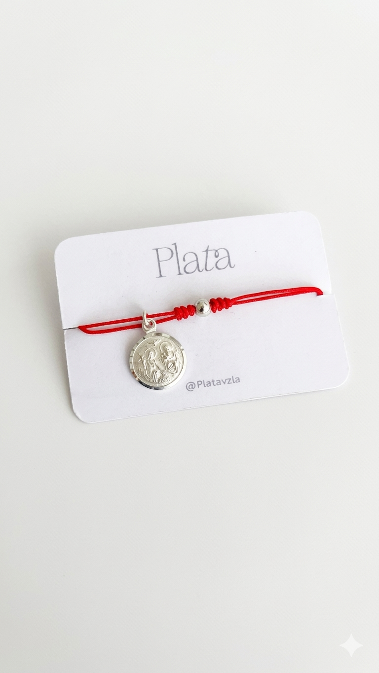 Pulseras Ajustables con Medallas Religiosas Plata 925
