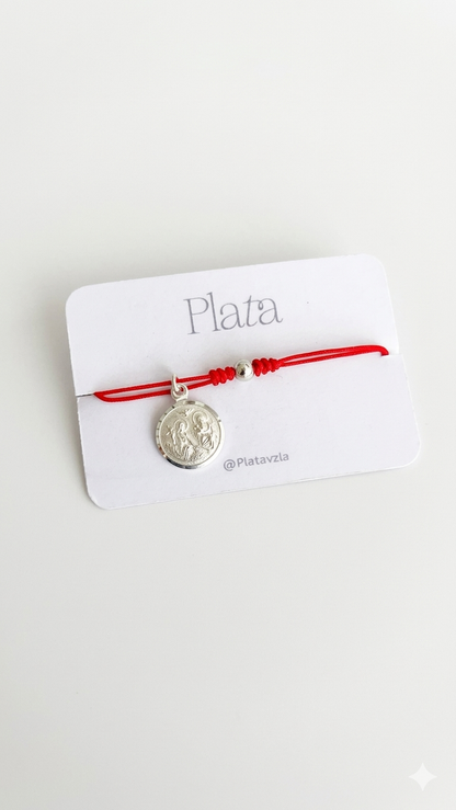 Pulseras Ajustables con Medallas Religiosas Plata 925