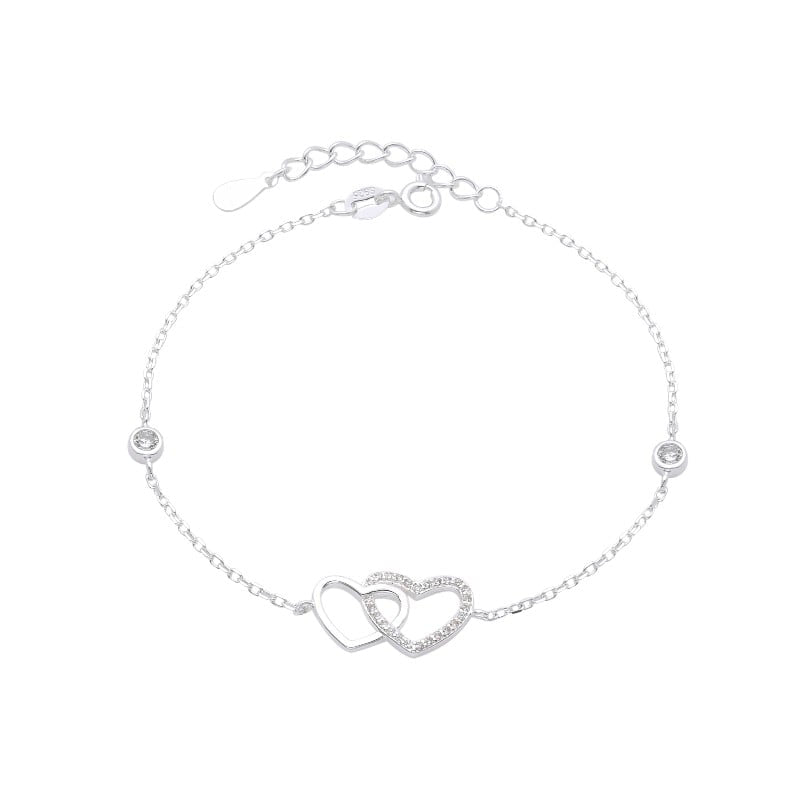 Tobillera Corazón Doble 25cm Plata 925