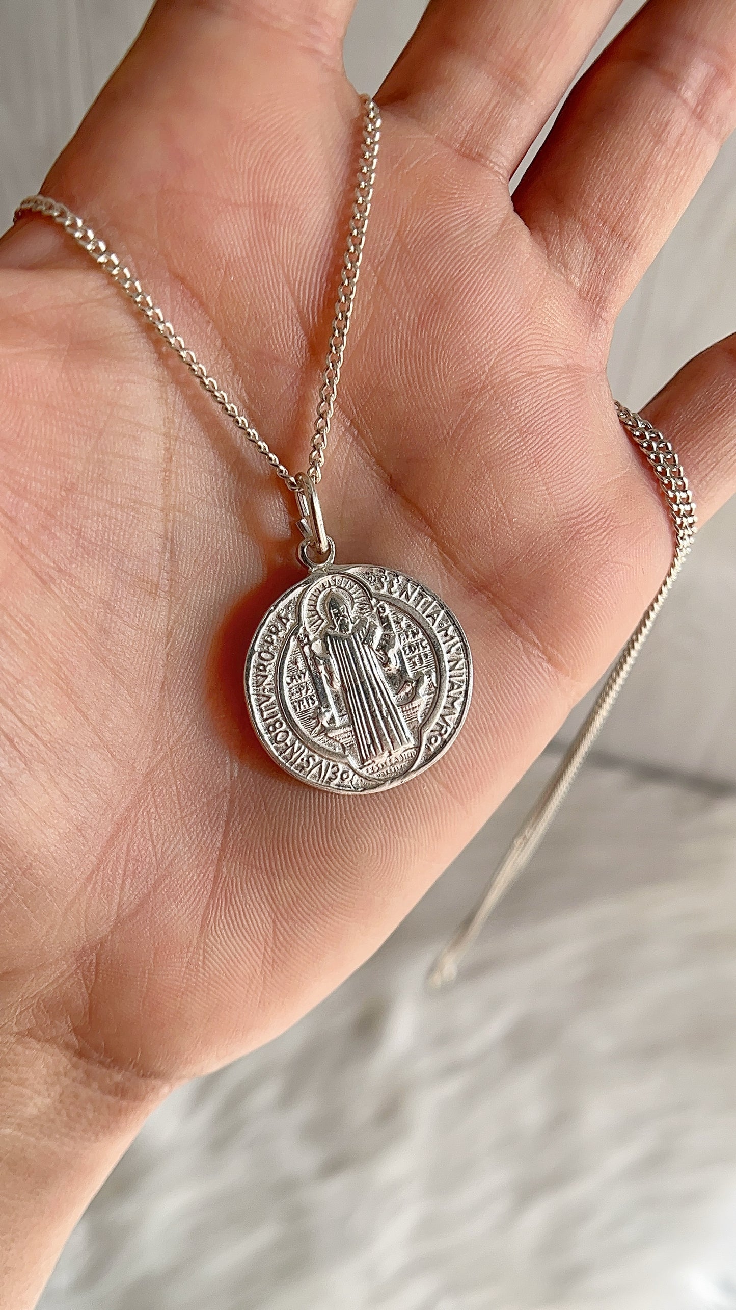 Cadena 40cm, 50cm y 60cm con San Benito - Plata 925