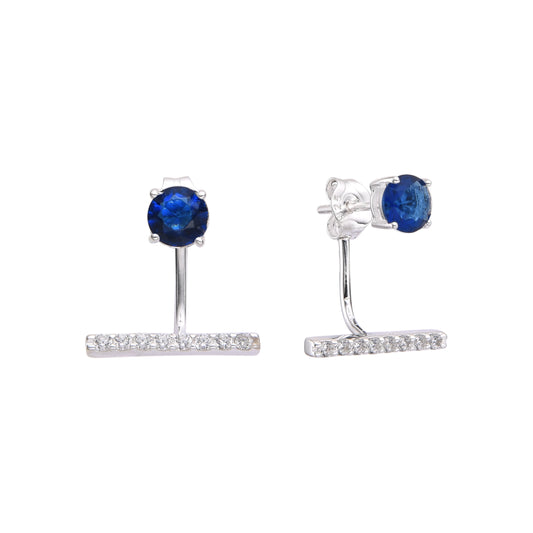 Zarcillos Cristal con Tapa Palito Brillante Plata 925