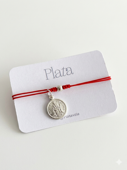 Pulseras Ajustables con Medallas Religiosas Plata 925