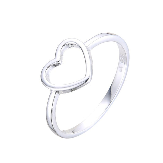 Anillo Liso Sirueta Corazón Plata 925